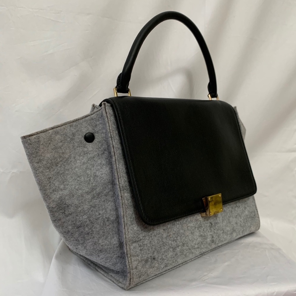 SOLD Trapeze Grey Wool Handbags
